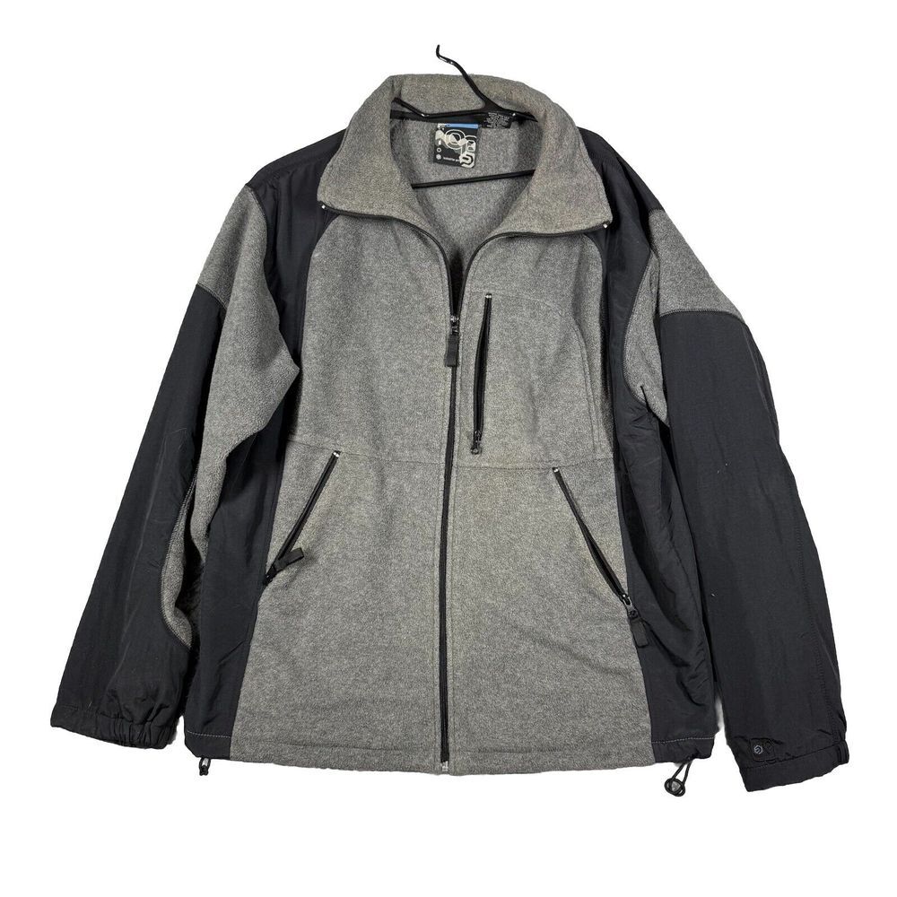 OP OCEAN PACIFIC MENS JACKET L Gray HEATHER FLEECE‎ FULL ZIP SWEATSHIRT